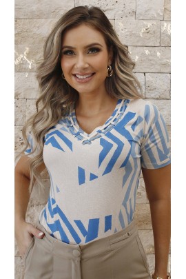 034462 - Blusa Manga Curta Ramany Estampa Listras